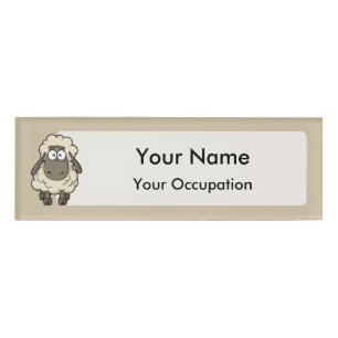 Etiqueta De Nombre Oveja Personalizado Beige