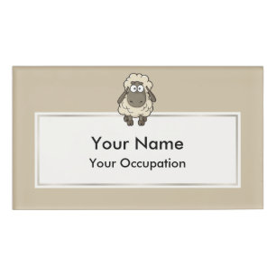 Etiqueta De Nombre Oveja Personalizado Beige