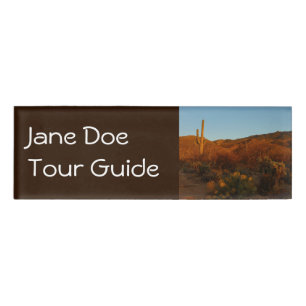 Etiqueta De Nombre Paisaje del desierto de Saguaro Sunset I Arizona