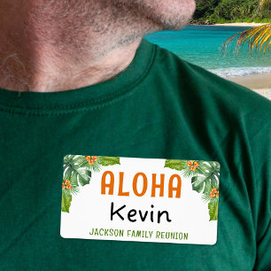Etiqueta de nombre Palm Aloha de Reunión Tropical