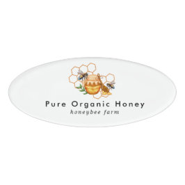 Etiqueta De Nombre Panal de abeja con acuarela moderna