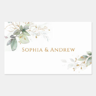 Etiqueta de nombre para invitado de boda con eucal