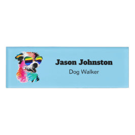 Etiqueta De Nombre Paseador de Perros Colorido Profesional de Mascota