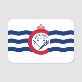 Etiqueta de nombre patriótico con bandera de Cinci