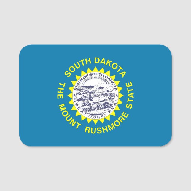 Etiqueta de nombre patriótico con bandera de Dakot (Anverso)