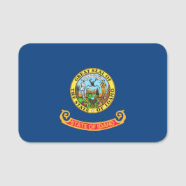 Etiqueta de nombre patriótico con bandera de Idaho