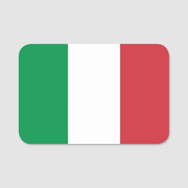 Etiqueta de nombre patriótico con bandera de Itali (Anverso)