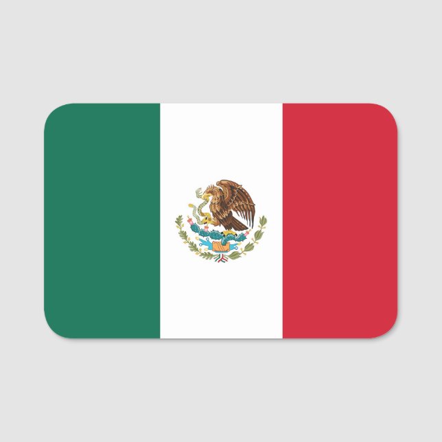 Etiqueta de nombre patriótico con bandera de Méxic (Anverso)