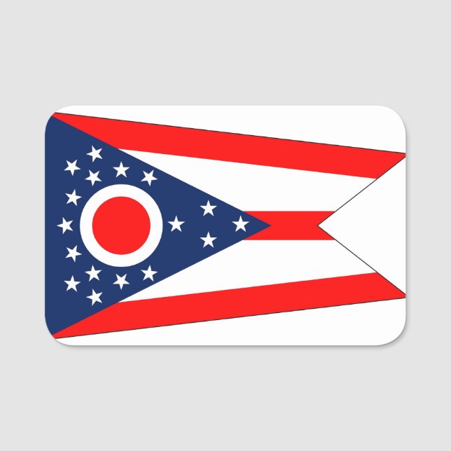 Etiqueta de nombre patriótico con bandera de Ohio (Anverso)