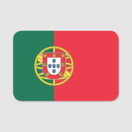 Etiqueta de nombre patriótico con bandera de Portu
