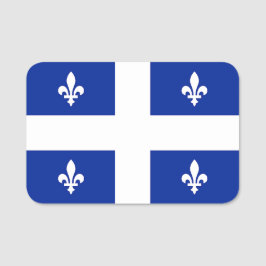 Etiqueta de nombre patriótico con bandera de Quebe