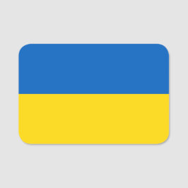 Etiqueta de nombre patriótico con bandera de Ucran