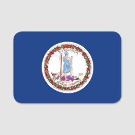 Etiqueta de nombre patriótico con bandera de Virgi