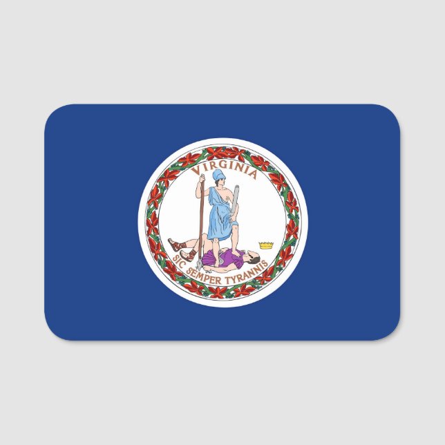 Etiqueta de nombre patriótico con bandera de Virgi (Anverso)