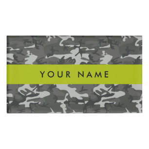 Etiqueta De Nombre Patrón de camuflaje gris, tu nombre, Personaliza