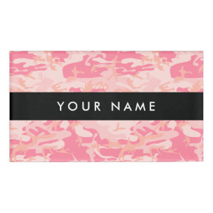 Etiqueta De Nombre Patrón de camuflaje rosado, nombre, personalizació