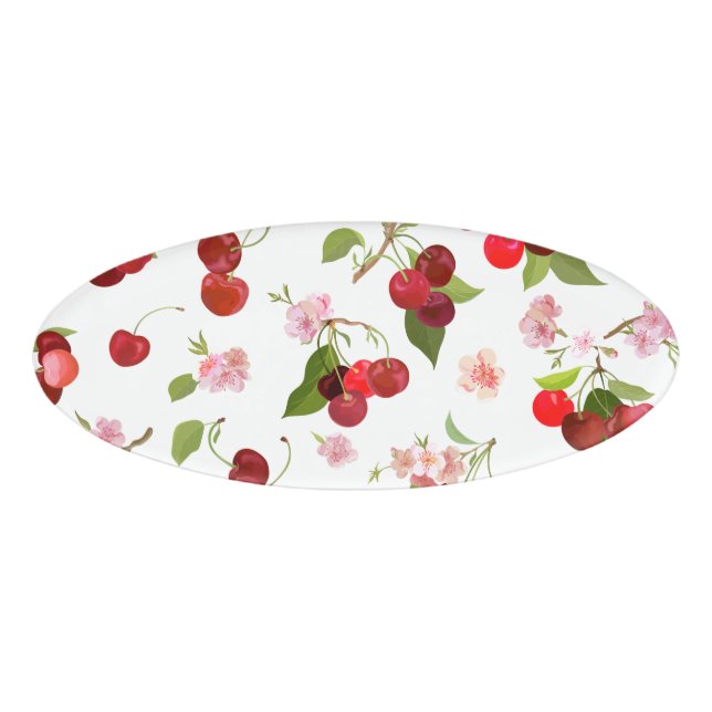 Etiqueta De Nombre Patrón de cerezas 1 (Anverso)