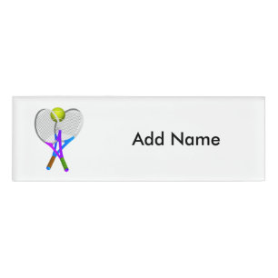 Etiqueta De Nombre Pelota de tenis y raquetas