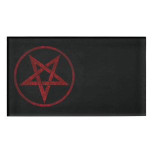 Etiqueta De Nombre Pentagram del diablo Rojo
