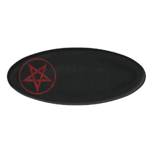 Etiqueta De Nombre Pentagram del diablo Rojo