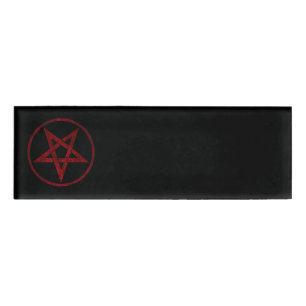 Etiqueta De Nombre Pentagram del diablo Rojo