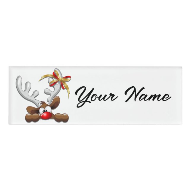 Etiqueta De Nombre Personaje de Navidades divertidos y desconcertados (Anverso)