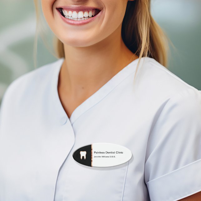 Etiqueta De Nombre Personal de Oval Oval (Classy Dentist Staff Name Tags)