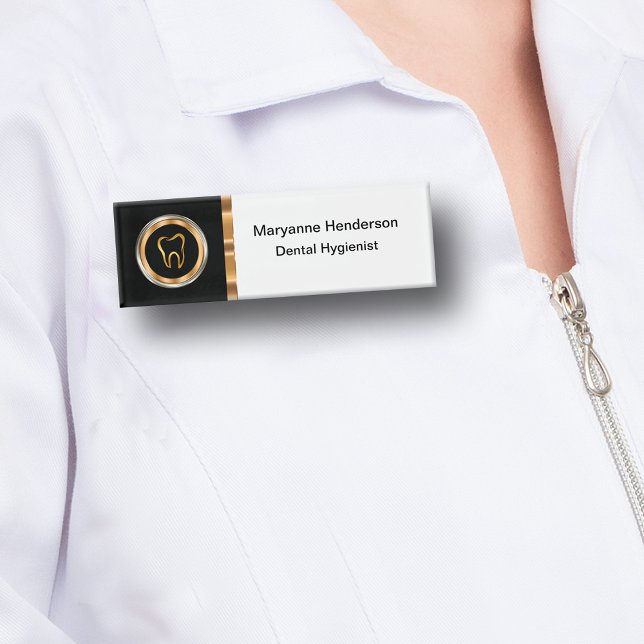 Etiqueta De Nombre Personal higiénico de la oficina dental elegante (Subido por el creador)