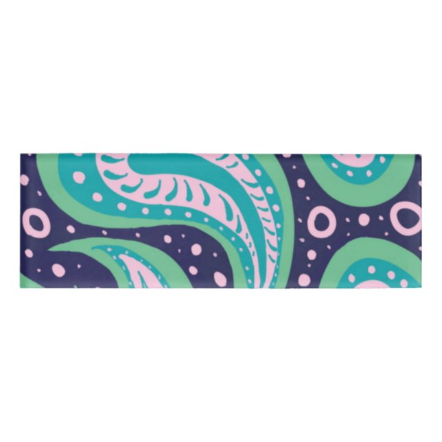 Etiqueta De Nombre Personalizable Paisley (Anverso)