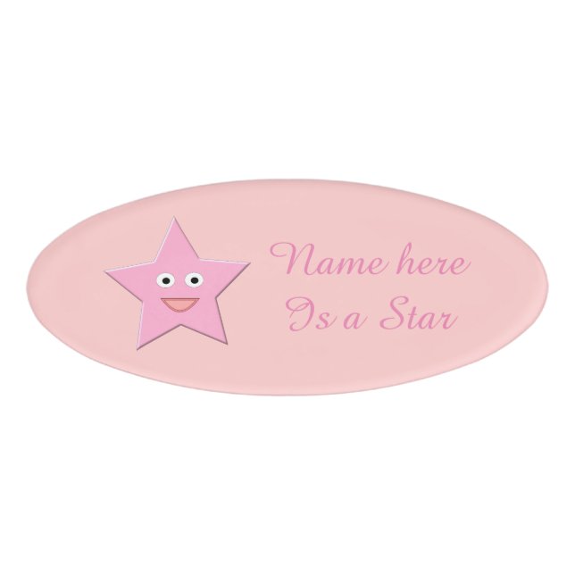 Etiqueta de nombre personalizada de estrella rosa  (Anverso)