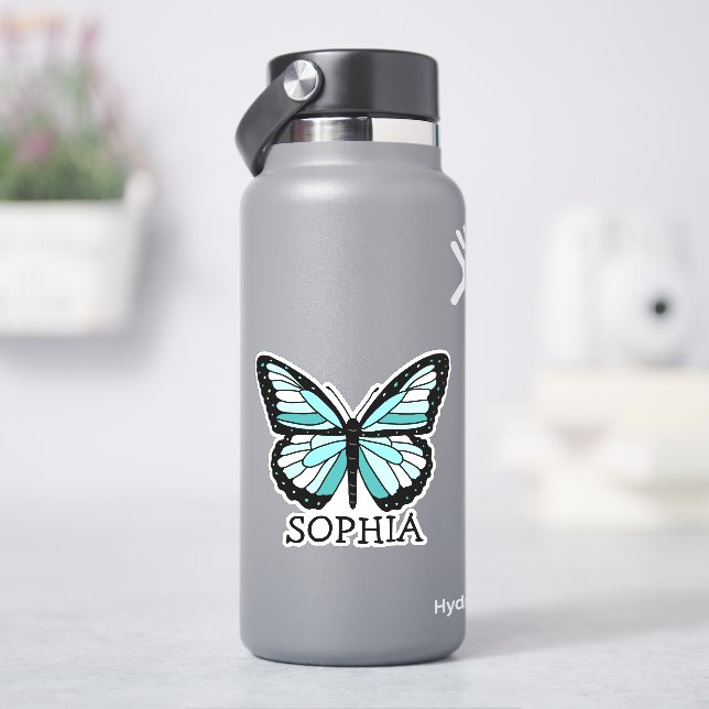 Etiqueta de nombre personalizada de mariposa azul  (hidrofrasco)