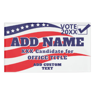 Etiqueta De Nombre Personalizado de candidato a campaña política patr