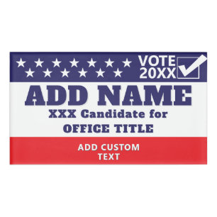 Etiqueta De Nombre Personalizado de candidato a campaña política patr