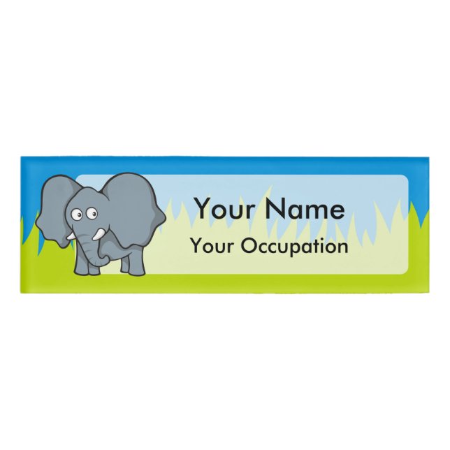 Etiqueta De Nombre Personalizado de elefantes grises (Anverso)