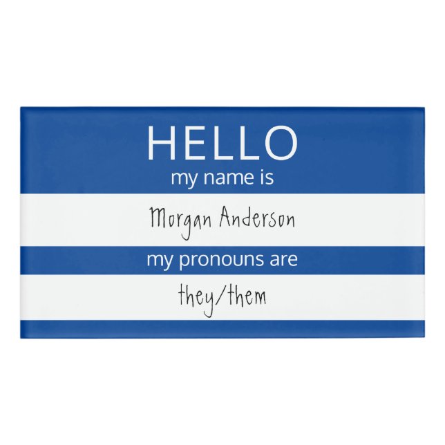 Etiqueta De Nombre Personalizado HELLO Mi Nombre Pronouns Es Badge (Anverso)