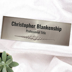 Etiqueta De Nombre Personalizado metálico mate plateado profesional