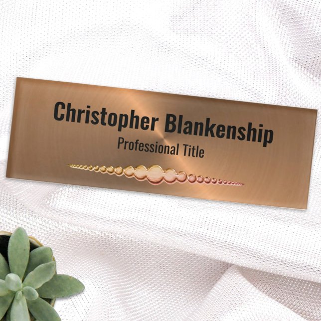Etiqueta De Nombre Personalizado Metálico Profesional Faux Copper (Subido por el creador)