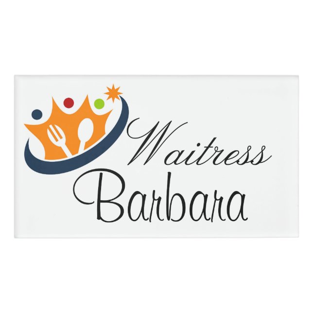 Etiqueta De Nombre Personalizado Waitress (Anverso)