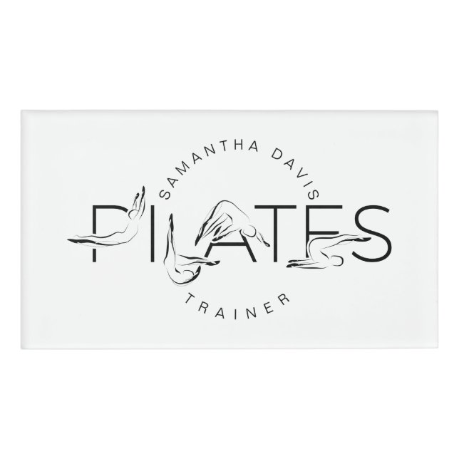 Etiqueta De Nombre Pilates Poses en Palabra de Pilates (Anverso)