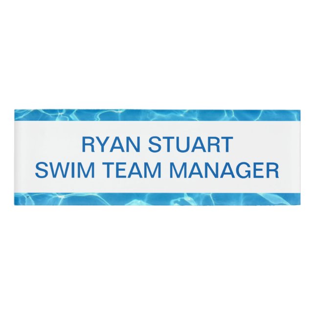 Etiqueta De Nombre Piscina azul espumosa Personalizar de agua azul (Anverso)