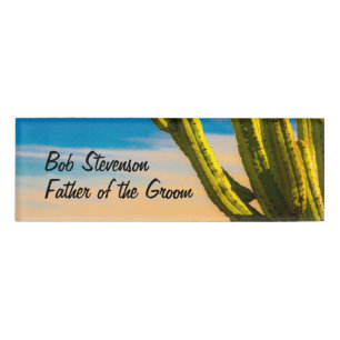 Etiqueta De Nombre Plantilla de la fiesta de bodas de Desert Saguaro 