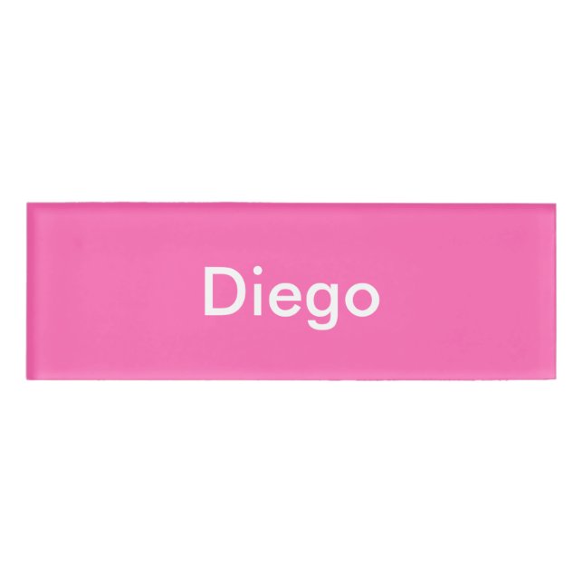 Etiqueta De Nombre Plantilla personalizada de rosa caliente (Anverso)