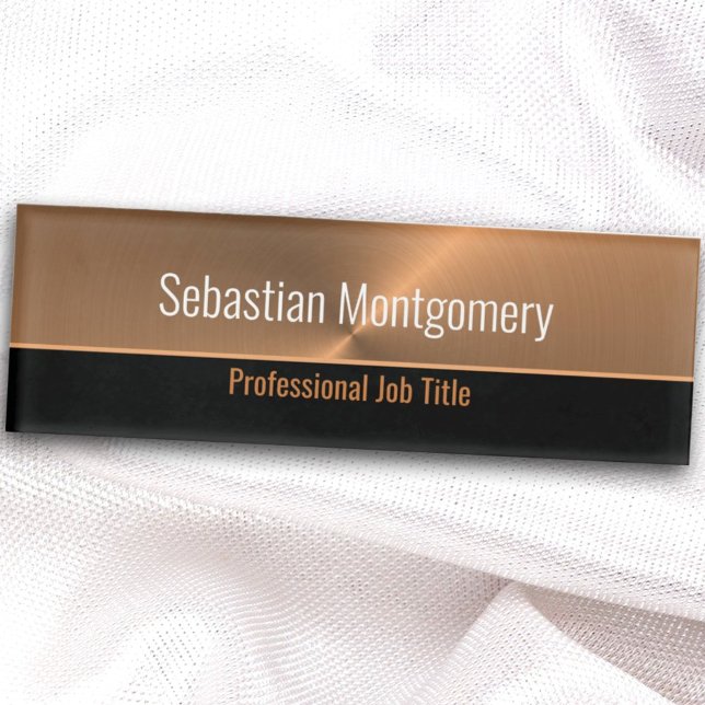 Etiqueta De Nombre Plantilla profesional Faux Metallic Copper Flare (Subido por el creador)