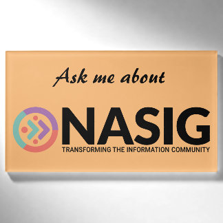 Etiqueta De Nombre Pregúntame sobre el naranja de NASIG
