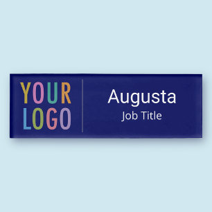 Etiqueta de nombre profesional acrílico con logoti
