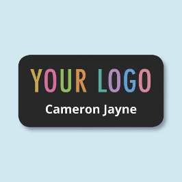 Etiqueta de nombre profesional en negro Logotipo m