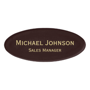 Etiqueta De Nombre Profesional Gold Brown Office Business Magnetic
