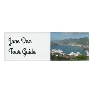 Etiqueta De Nombre Puerto de St. Thomas Islas Vírgenes Estadounidense