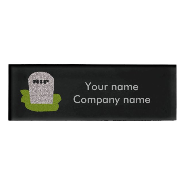 Etiqueta De Nombre QEPD Tombstone Personalizado (Anverso)