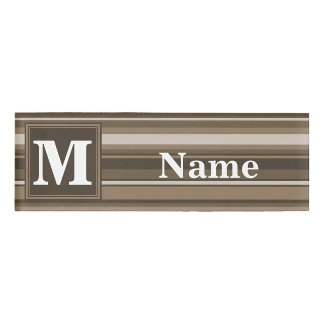 Etiqueta De Nombre Rayas marrones (Anverso)